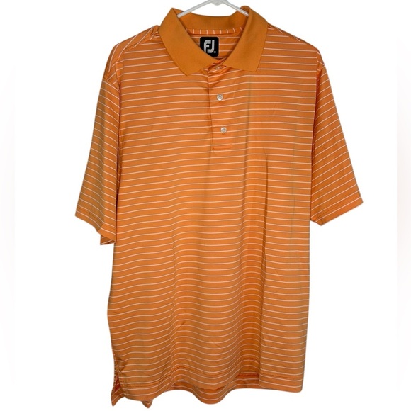 Footjoy Polo Legends Golf & Country Club Orange White Stripes Size Medium Preppy - Picture 10 of 10